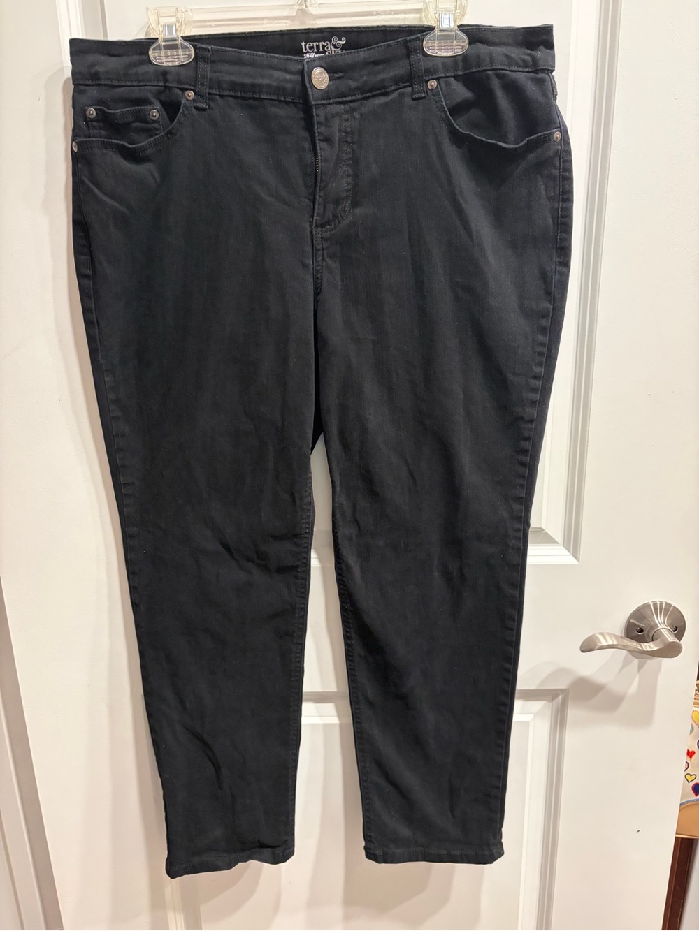 Women's Black Straight Denim Jeans Pants Terra & Sky Size 16W Petite